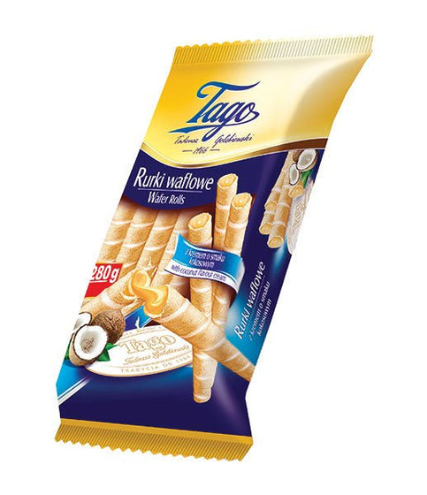 Tago Wafer Rolls with Coconut Flavour Cream Filling 260g - 24shopping.shop