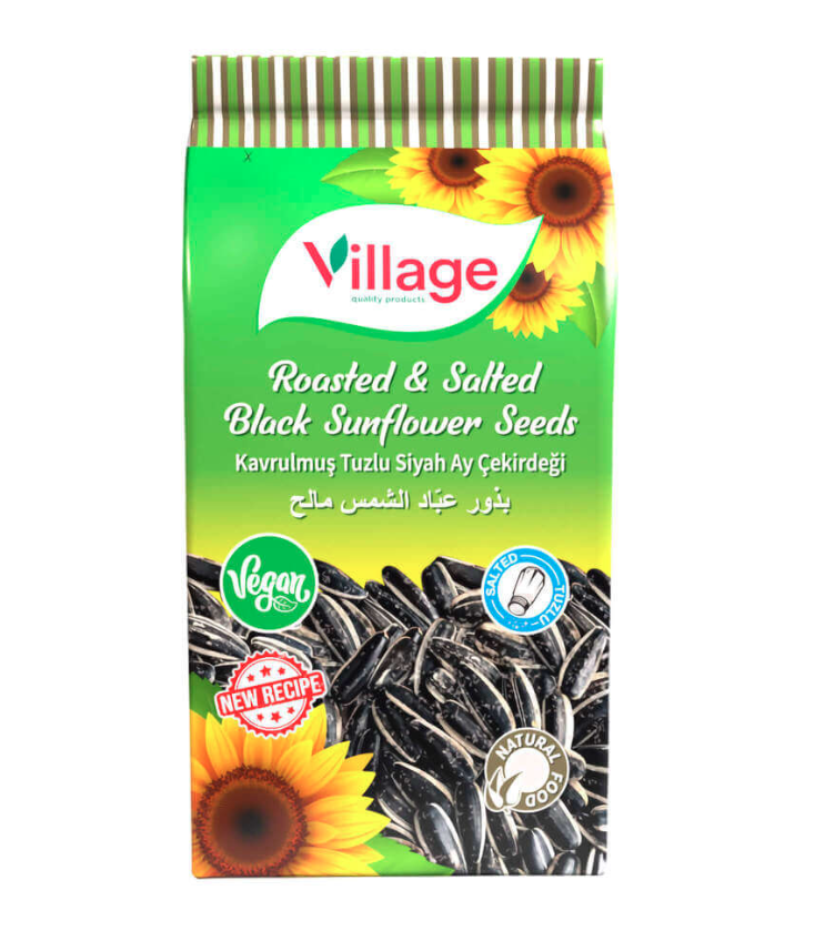 VILLAGE ROASTED & SALTED BLACK SUNFLOWER SEEDS (GREEN) 250g