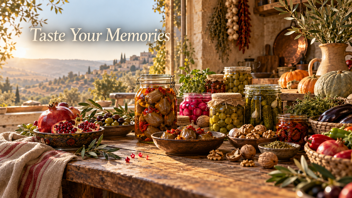 Taste Your Memories over an autumn Levantine pantry desktop banner