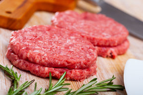 Halal beef burger patty ready for cooking