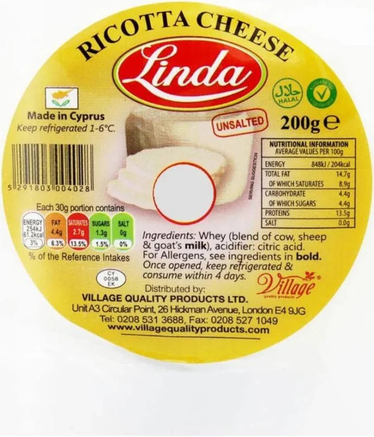 Linda Unsalted Ricotta Cheese 200g - 24shopping.shop