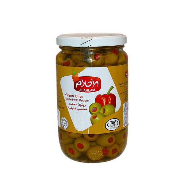 ALAHLAM GREEN OLIVES STUFFED WITH PEPPER 700g - 24shopping.shop