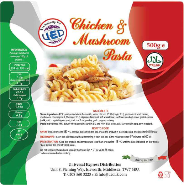Halal Chicken & Mushroom Pasta 500g - 24shopping.shop
